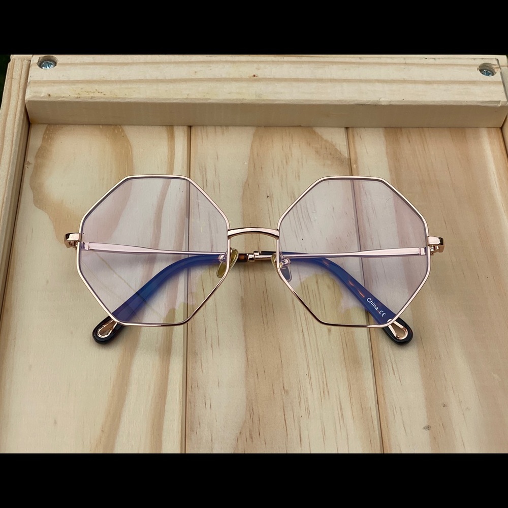 Rose gold geometric clear glasses